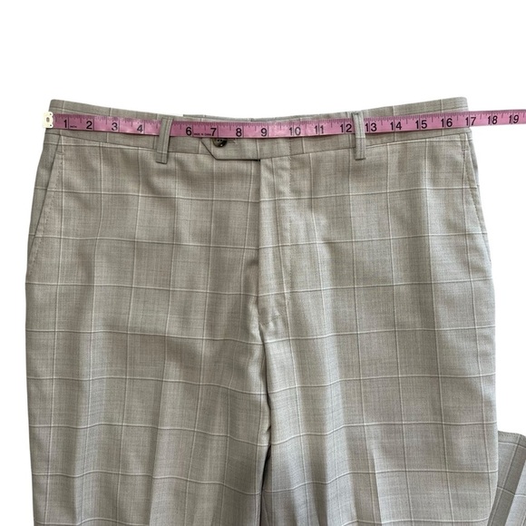 Hart Schaffner Marx Suit Mens 40 Reg New York Fit Cream/Beige Windowpane $795 - Picture 11 of 16